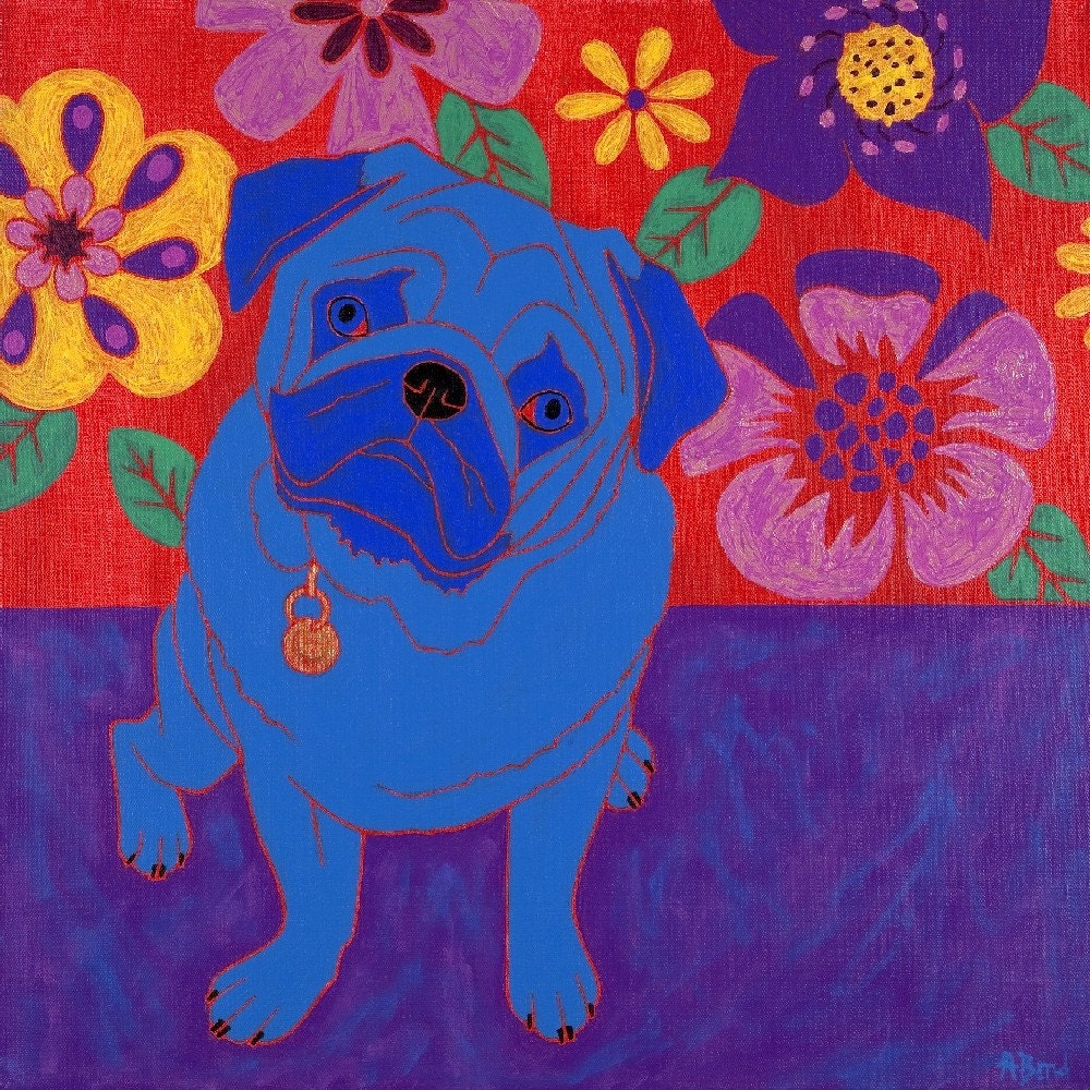 Dog Art - Pug Print - Perspicacious Pug - Fine Art Print by dogpopart on Etsy