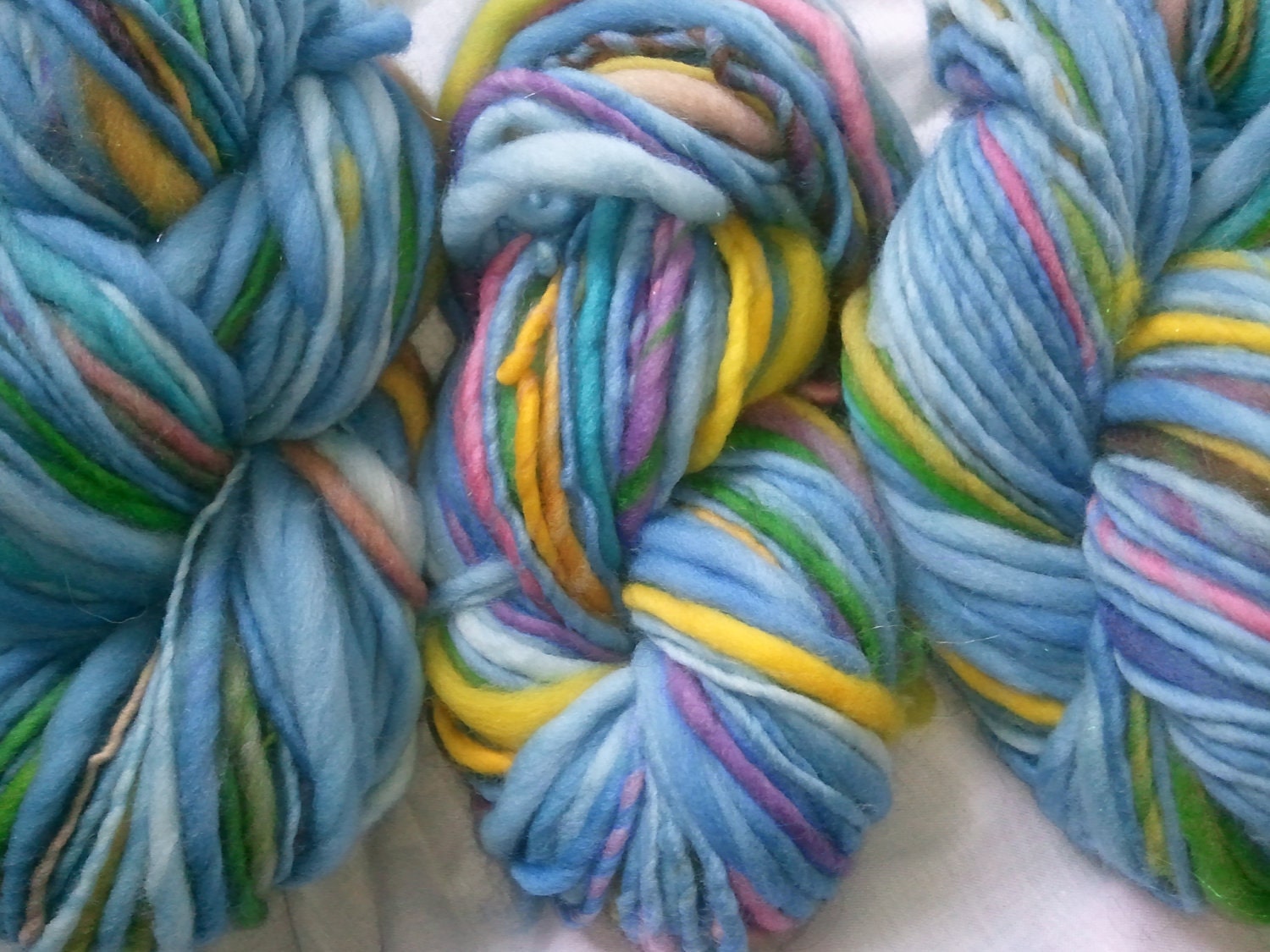 SALE buy 3 get 1 free 6 oz. merino rambouillet hand spun hand dyed yarn Happy Morning
