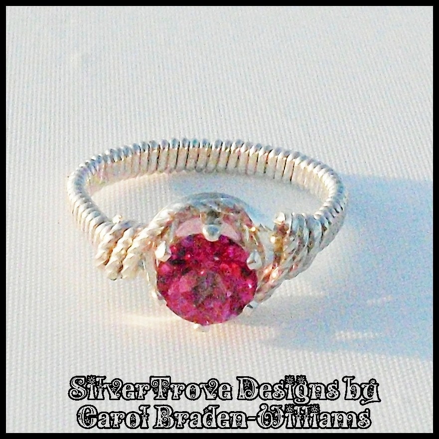 Pink Topaz Sterling Silver Any Size Ring Wire Wrapped/Sculpted