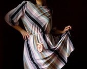 1970's Vintage Pastel Striped Day Dress