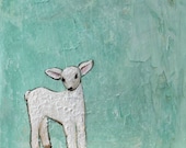 Little Lamb (8x10 Print of baby lamb with soft turquoise background)