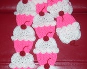 Cupcakes Scarf  Hot Pink White Red Cherry 70 in. Made To Order