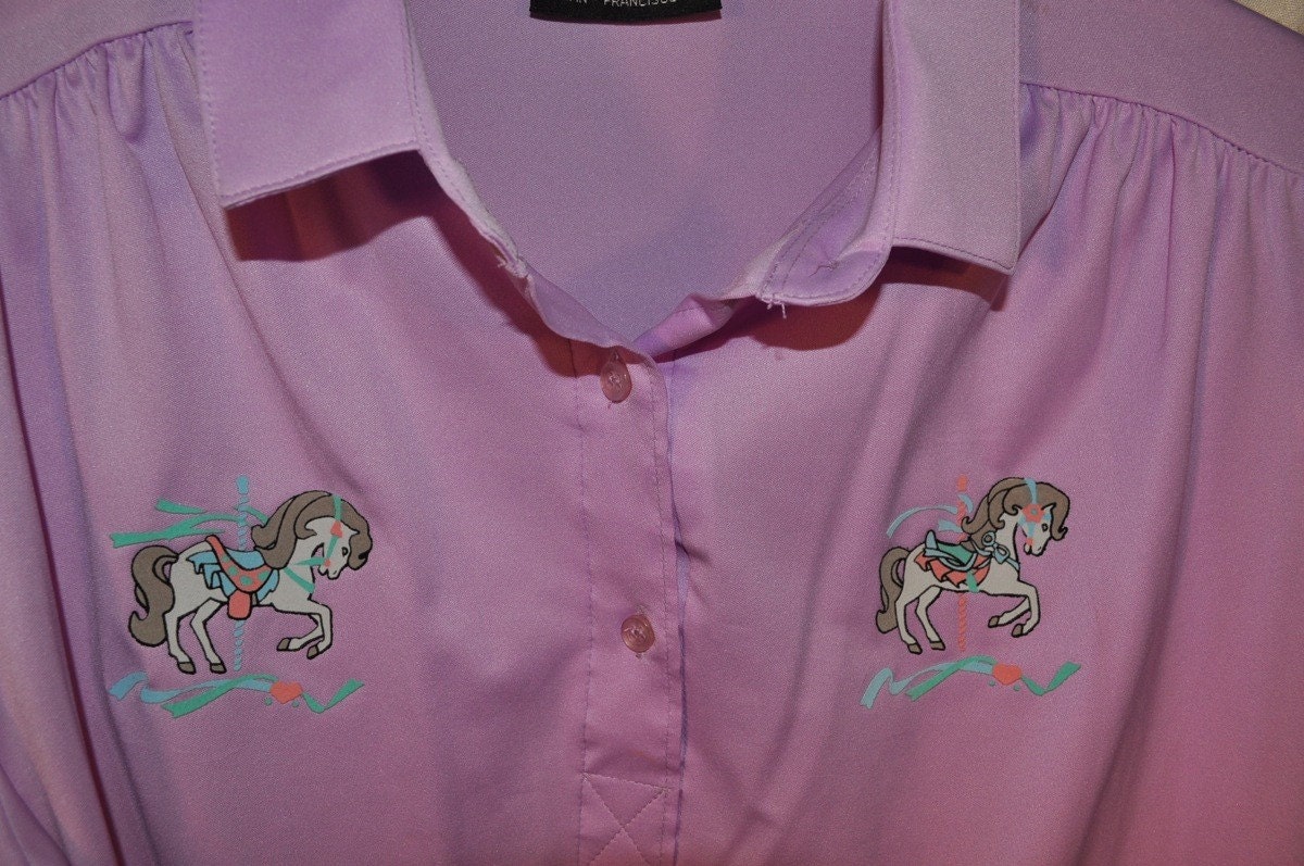 Carousel Ride Blouse - Medium Large Vintage Seventies