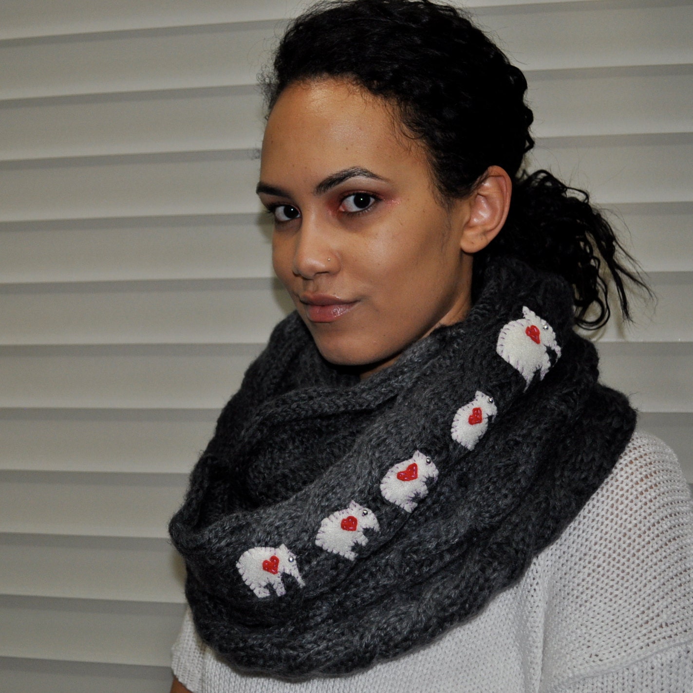 A Family of Elephants - Bulky Cable Unity Scarf