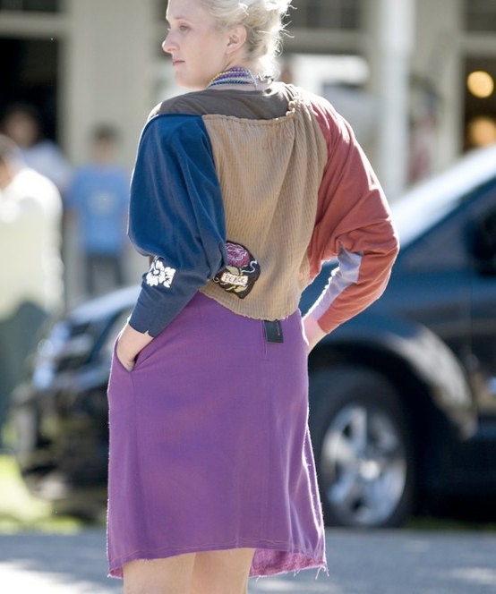 Refab Purple Pleated Skirt with fringed hem - Medium - Large