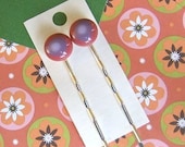 Fused Glass bobby pins- Pink Target