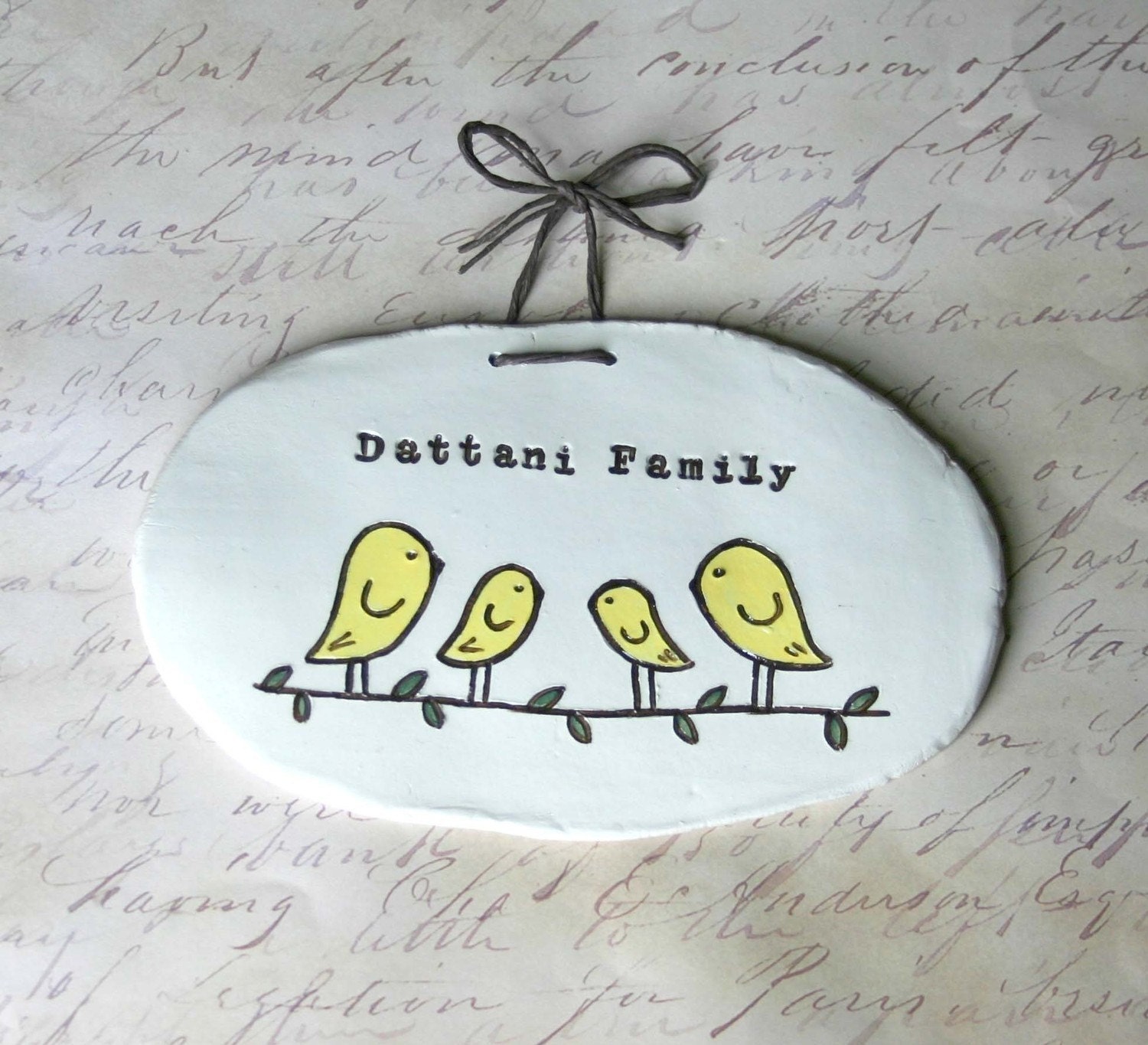 Personalized Birdie Family Wall Hanging