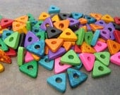20 BRIGHT ASSORTMENT  Greek Ceramic Beads - 10mm Triangle Washer
