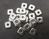 SILVER Mykonos Greek Ceramic Beads Square 8mm WASHER Beads (25)