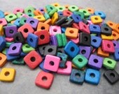 25 BRIGHT ASSORTMENT 8mm Square Washer Greek Ceramic Beads