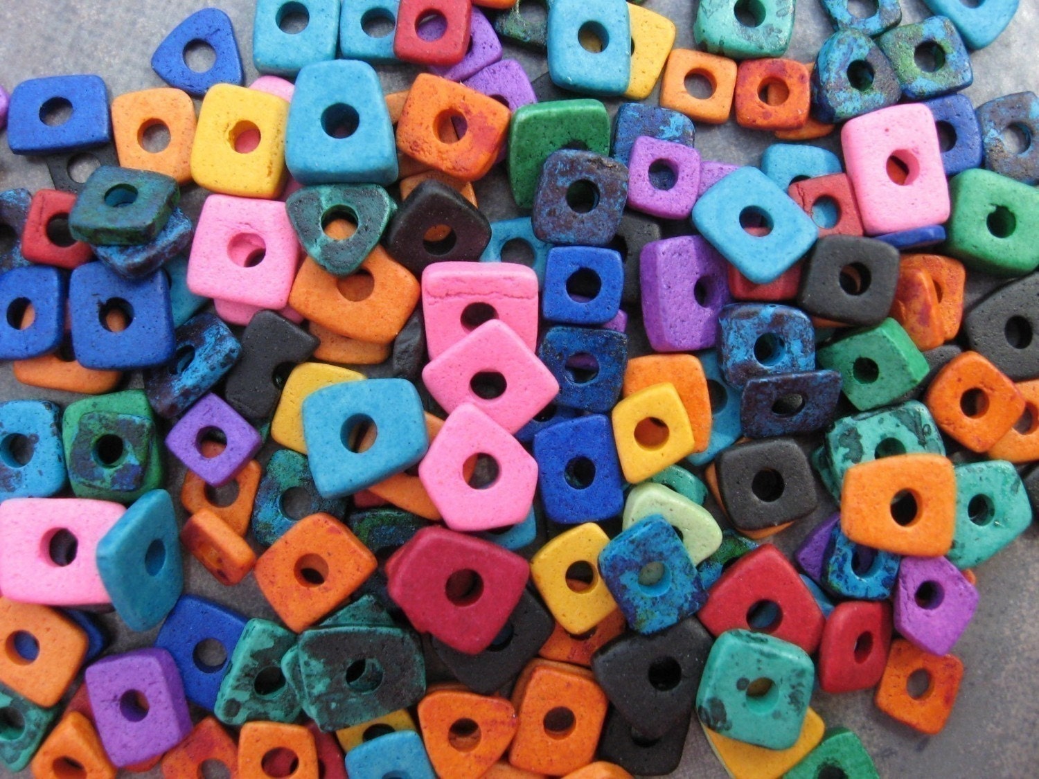 BRIGHT ASSORTMENT Mykonos Greek Ceramic Beads - Little Chips 60 Plus