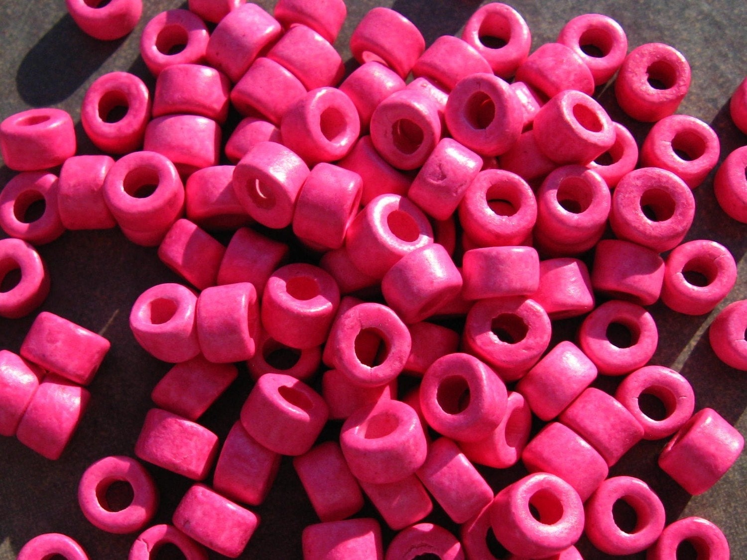 25 FUCHSIA Greek Ceramic 6x4mm Mini Tube Beads