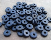 25 Greek Ceramic Beads - NAVY BLUE 8mm Round Washer Beads