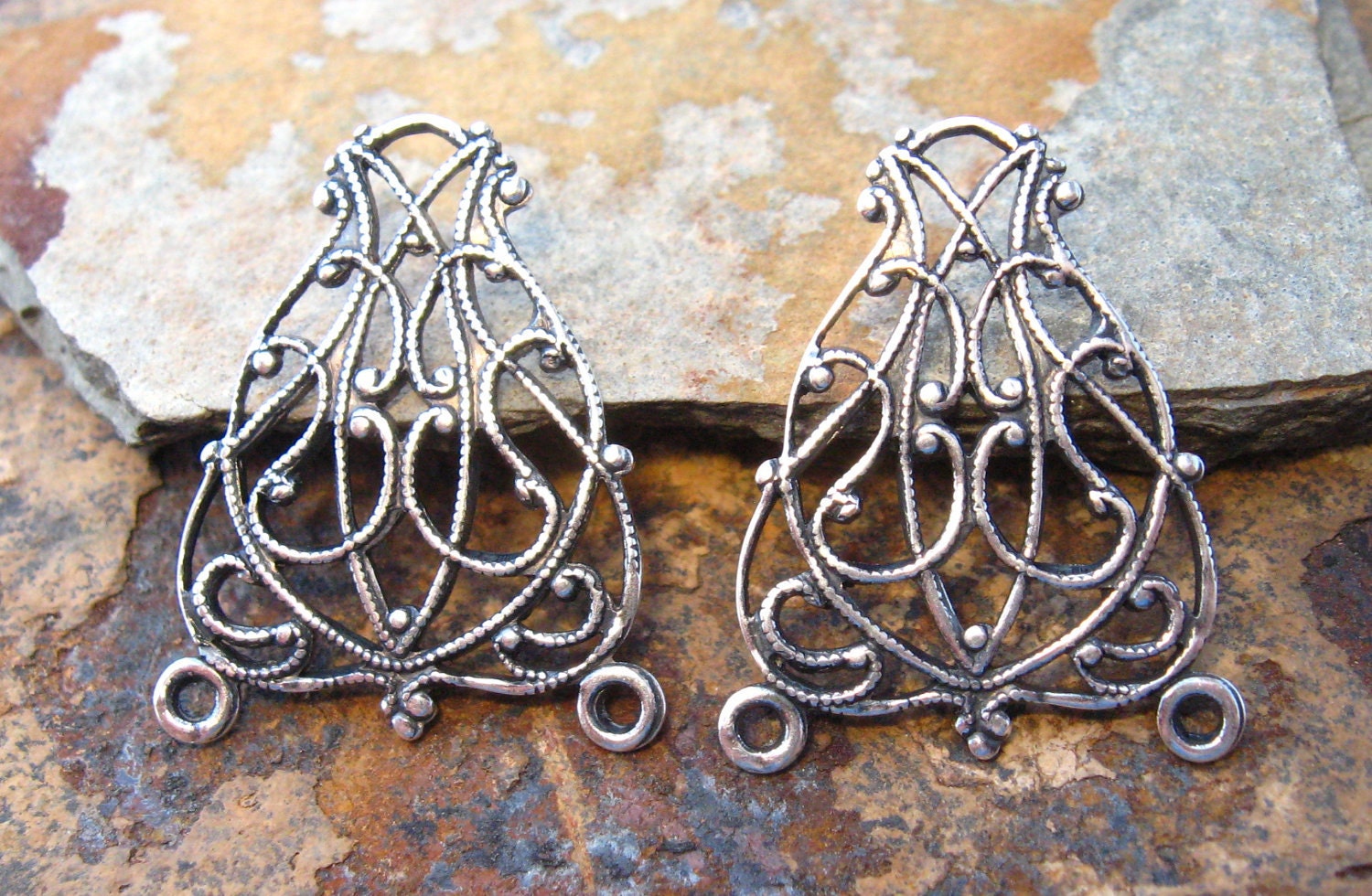 2 Trinity Brass Antique Silver Scroll Filigree Connector 19mm x 24mm -  LOW SHIPPING