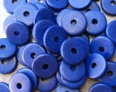 10 COBALT BLUE Mykonos Greek Ceramic 13mm Round Beads