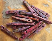 Mykonos Greek Ceramic Beads - 10 Melitzania Skinny Spike Beads