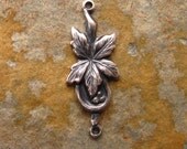 4 Antique Silver Leaf 2 Ring Connectors 8mm x 22mm -  Trinity Brass Co. - LOW SHIPPING