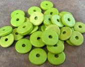 25 KEY LIME Greek Ceramic Beads 13mm Round Washers
