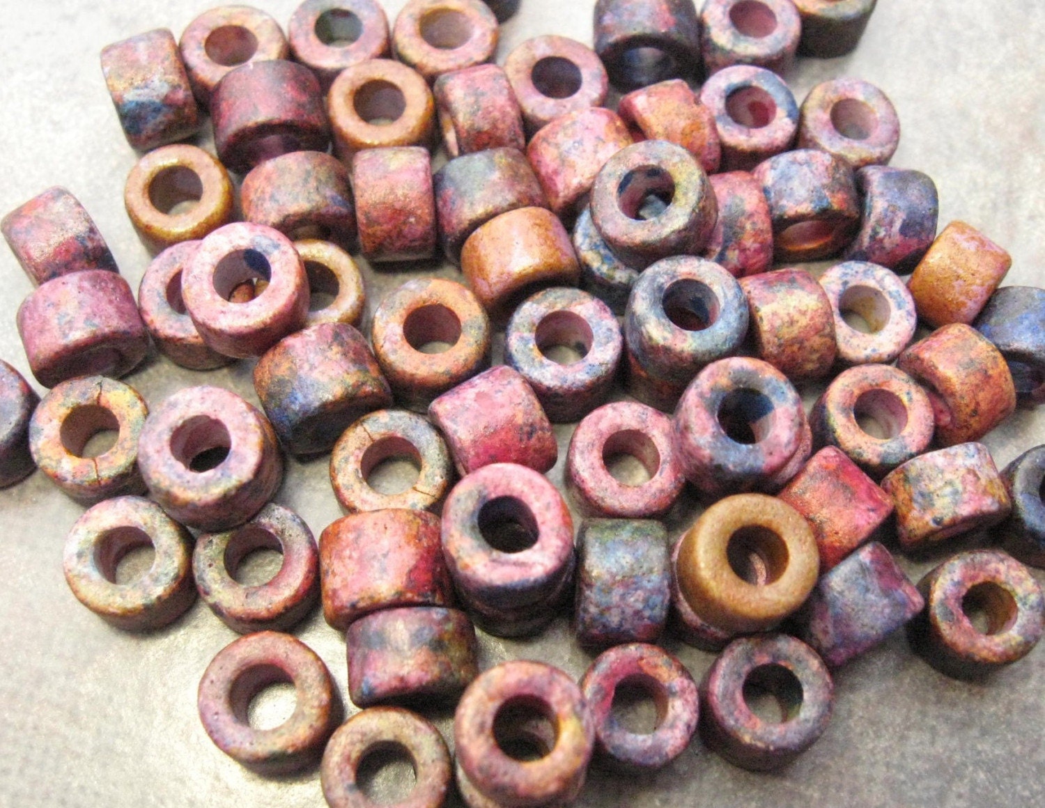 MELITZANIA MINI TUBES 6x4mm Mykonos Greek Ceramic Beads 25