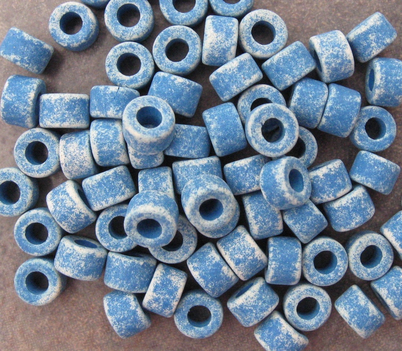 DENIM Mykonos Greek Ceramic Beads 6x4mm MINI TUBE (25)
