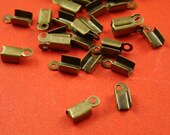 50pcs 13x5mm Antique Bronze Smooth Fold Over Crimp Head Clasps FF204