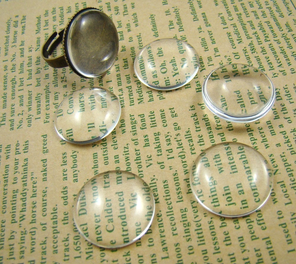 10pcs 20mm Glass Transparent Clear Oblate Cabochon Cameo Cover Cabs BCG006