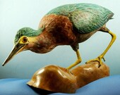 Woodcarving of a Green Heron
