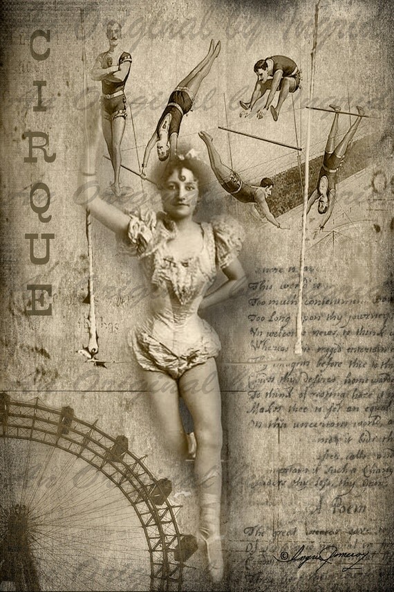 High Wire Act Collage Greeting Card (Suitable for Framing)