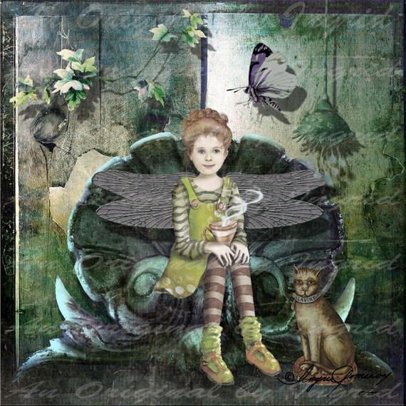 Fairy Cutie Digital Collage Greeting Card (Suitable for Framing)