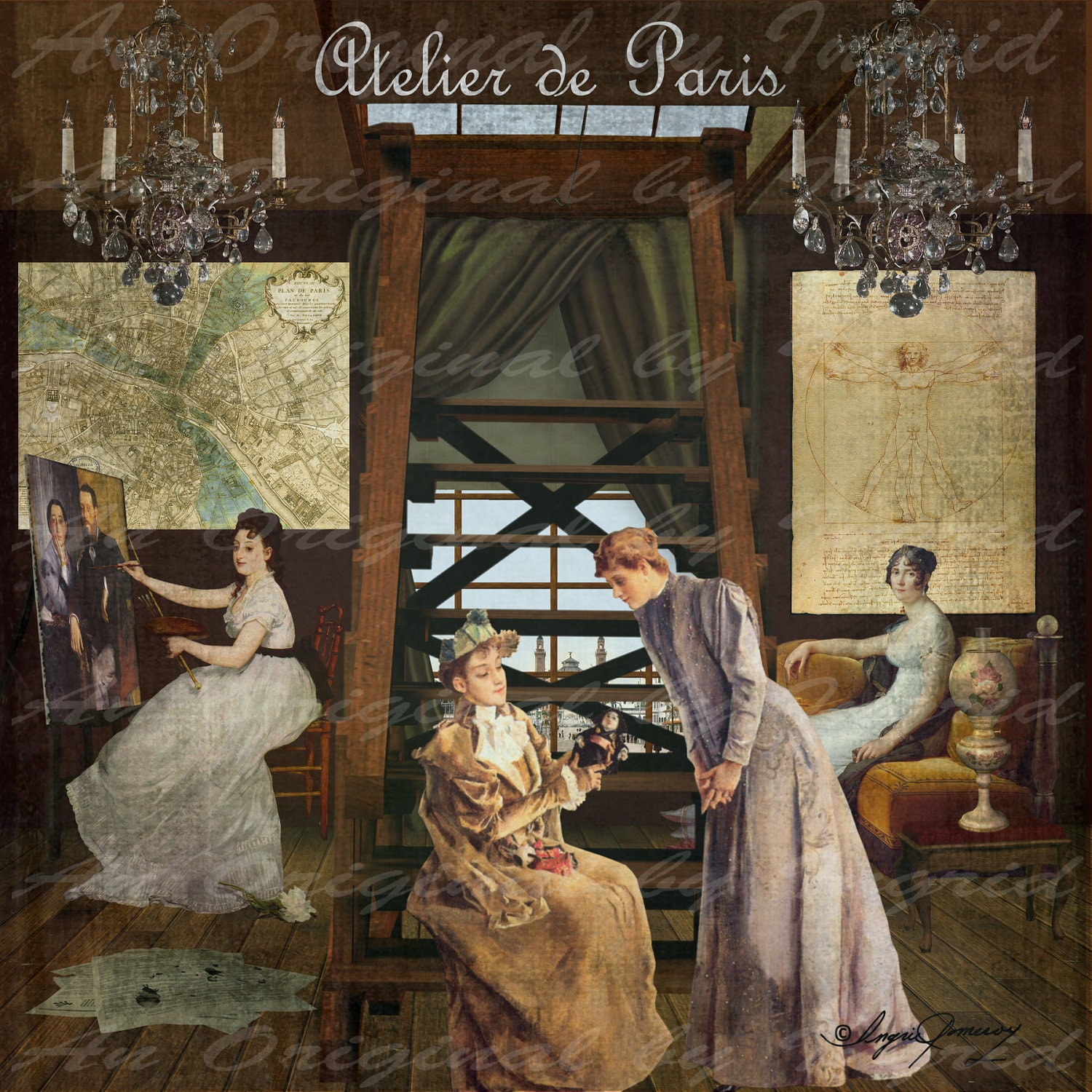 Atelier de Paris Digital Collage Greeting Card (Suitable for Framing)