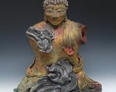 Large Buddha Statue in Raku Low Fire Ceramics