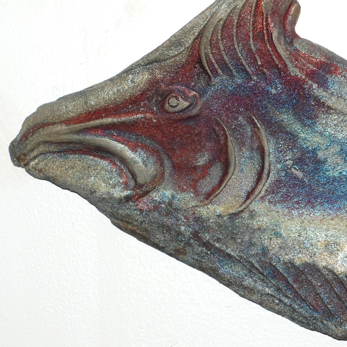Handmade Raku Salmon Wall Art  With Attitude