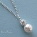 Bridal Pearl Necklace - Solitaire Pearl and Crystal Rhinestone Fire Ball Necklace in White or Ivory - Wedding Jewelry - Bridal Necklace