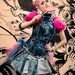 Up-Cycled Denim Tutu Dress The Hunger Games Effie Trinket Harajuku Queen of Hearts Wonderland Prom Dress by Janice Louise Miller