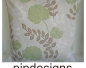 18x18 Pillow Cover NEW 18" Modern Cotton Pillow Cushion Cover Case Sham Slip Pillowcase Lime Green Brown Flowers