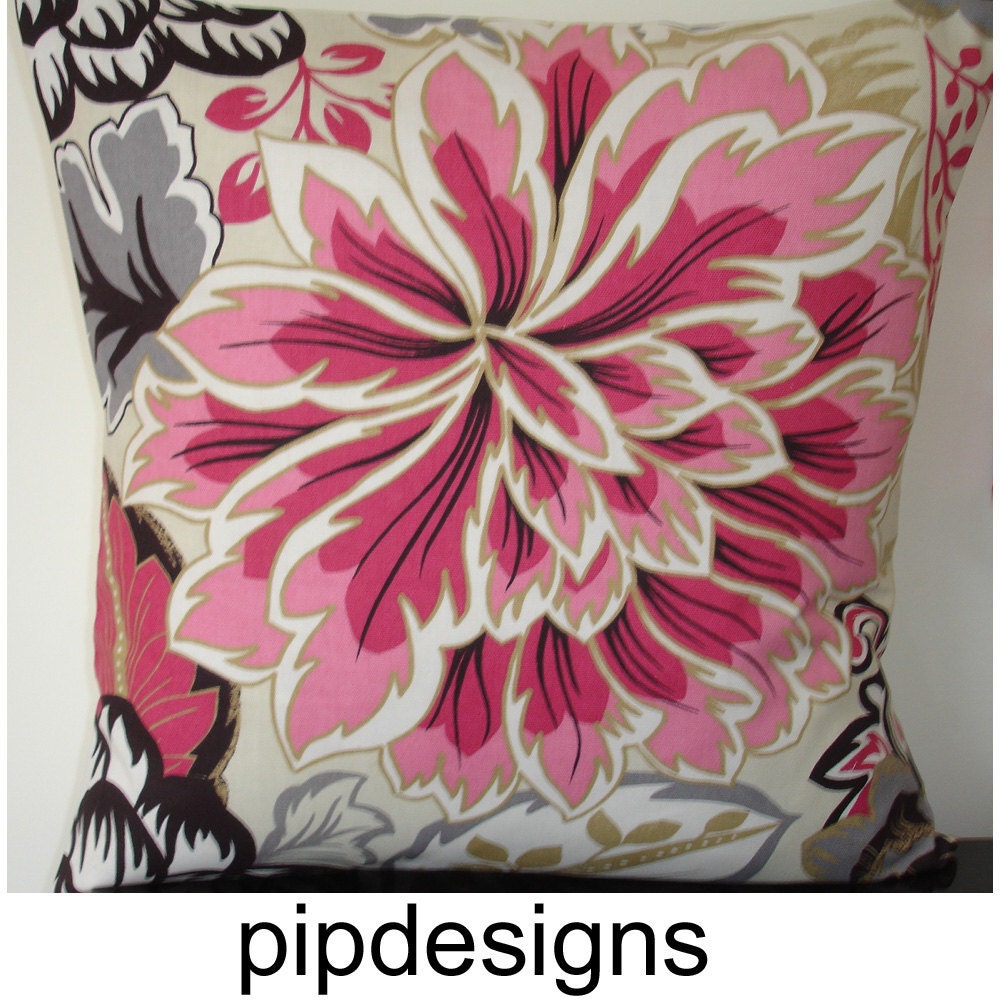 20x20 Modern Designer Pillow Slip Sham Case 20" Cushion Cover Pillowcase Pink Gold Flowers 20"x20"