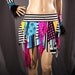 Punk Rock Warrior Tattered Mini Skirt, Festival Dance carnival stripes, bold patterns, bright color, polka dots, soft Spandex club gear