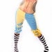Carnival Knicker Pants, Yellow Blue Carnival Stripe Bloomer Knee length Low Waist ruffles Stretch Cotton Yoga Bike Shorts