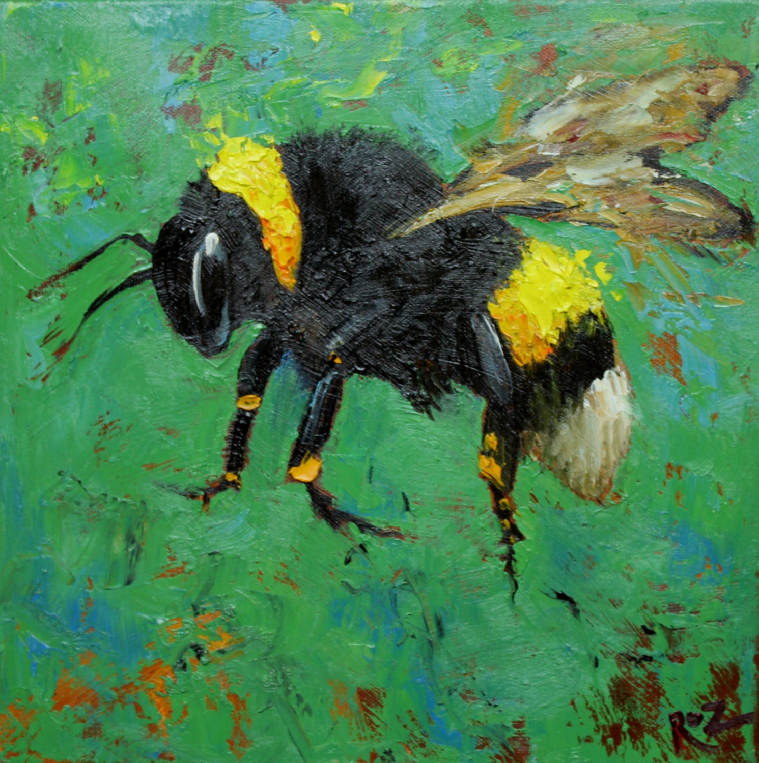 Print Bee 193 10x10 inch Print from oil painting by Roz