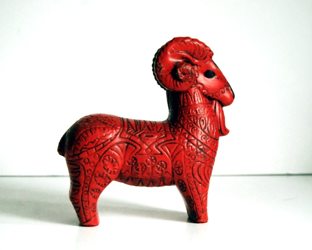 Vintage Italian Mid Century Modern Ceramic Ram Raymor Bitossi Style Statue