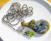 Goddess Pendant Lampwork Glass Feminine Icon, Aqua Teal Green Ocean Colors