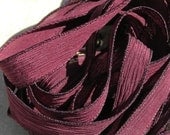 Burgundy Hand Dyed Silk Ribbons 5 Hand-Dyed Sewn Strings Deep Maroon Red