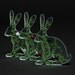Rosebud Glass Hare Sculpture Green Screen Printed Enamel