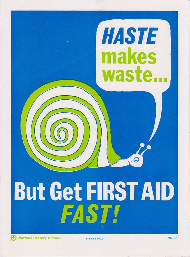 Vintage Workplace Safety Poster 1960s National Safety Council - Haste Makes Waste