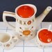 Vintage Ceramic Tea Coffee Serving Set Orange Retro Floral Flowers Brinn's Japan