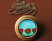 Agua - Red Tulips Flower Photo Locket Necklace