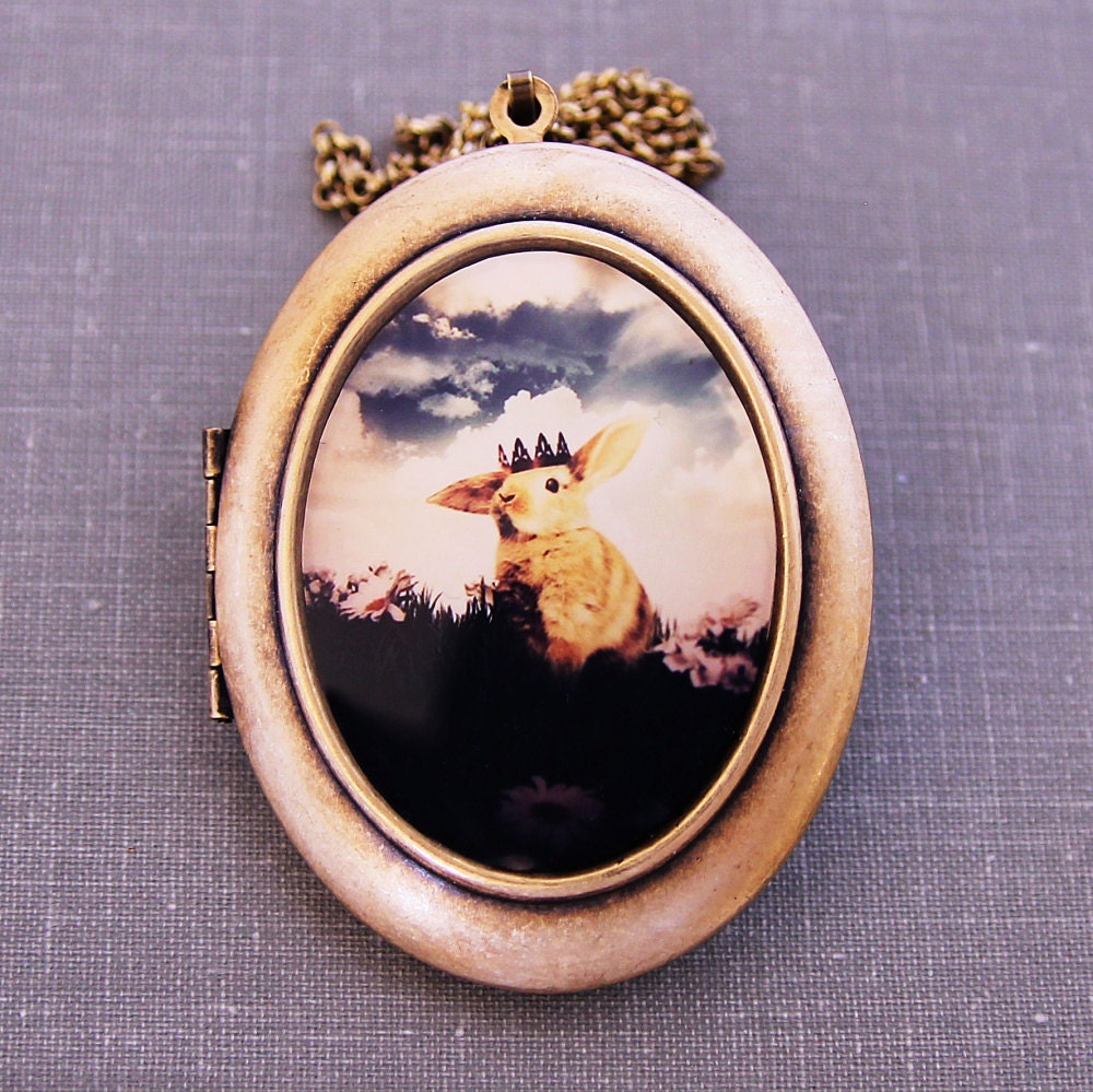 The Little Bunny Prince - Photo Art Locket - Magical Woodland Fairytale Wearable Art Locket- Limited Edition