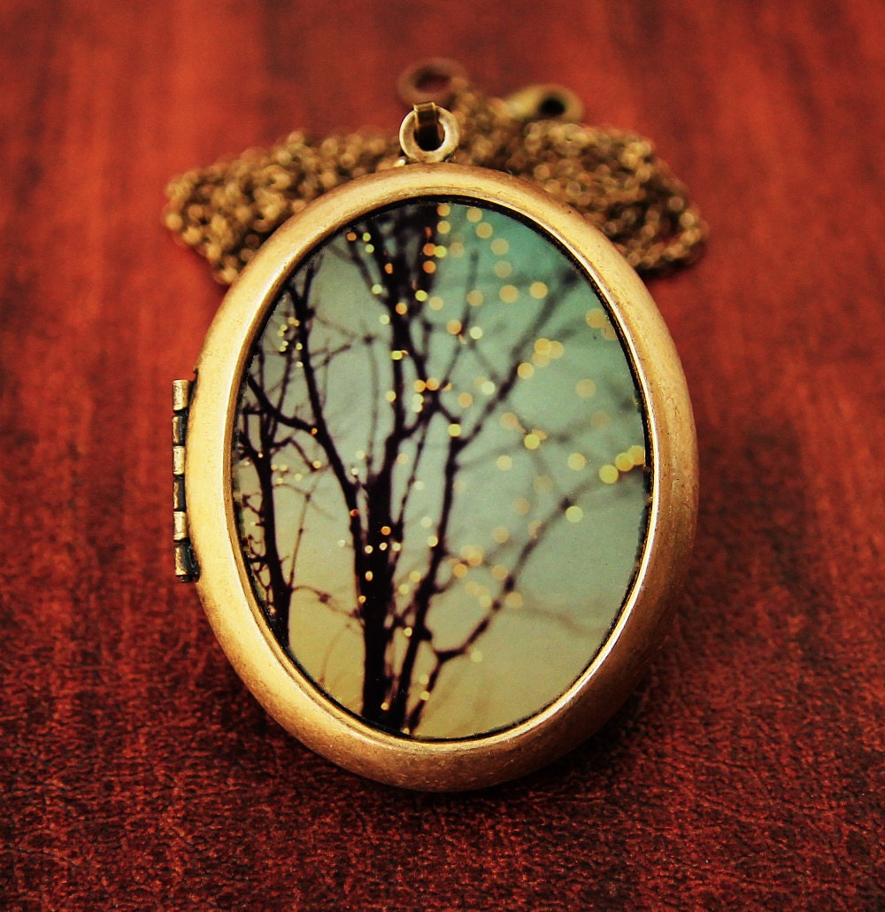 Sparkle and Dance - Large Oval Photo Locket Necklace