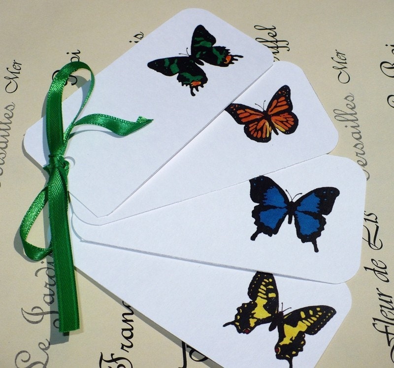 Butterfly Place Cards SET Escort Cards Gift Tags Butterflies Weddings Bridal Shower Yellow Blue Orange Green Wedding Party Favors Placecards