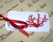 Red Coral Gift Tags Set for Wedding Favors Party Place Cards Escort Bridal Showers Destination Wedding Beachy Seaside Ocean Costal Nautical